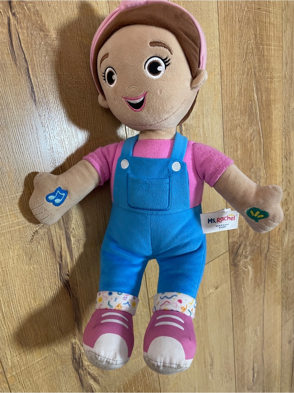 Rachel Plush Doll in Pink and Blue Overalls